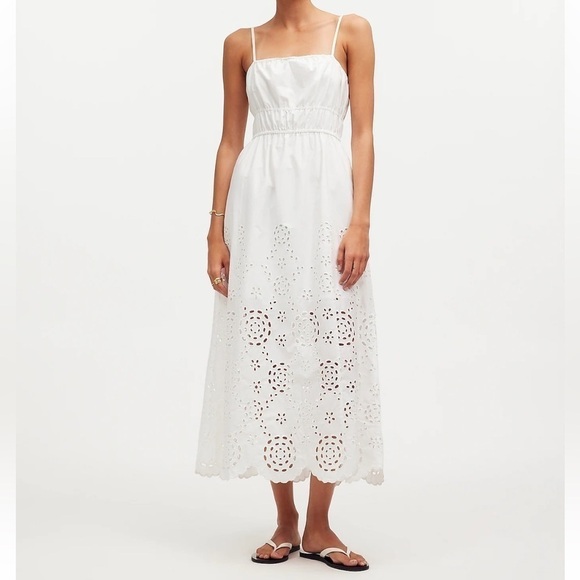Madewell Embroidered‎ Tank Midi Dress in Poplin size 10 NWT NS131 - Picture 1 of 12